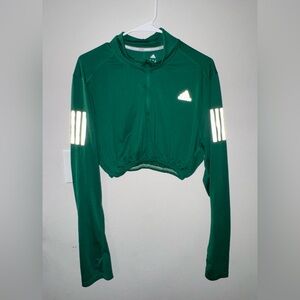 Adidas Green Cropped Long Sleeve Running Top